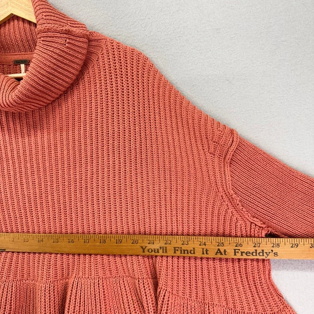 Free‎ People Sweater Womens XS-M Pink Oversized Turtleneck Peplum